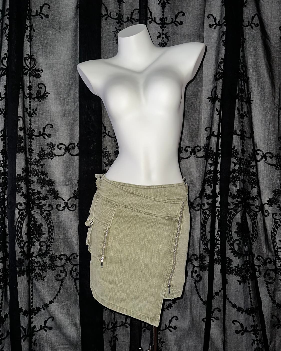 washed light green skirt 상품이미지1
