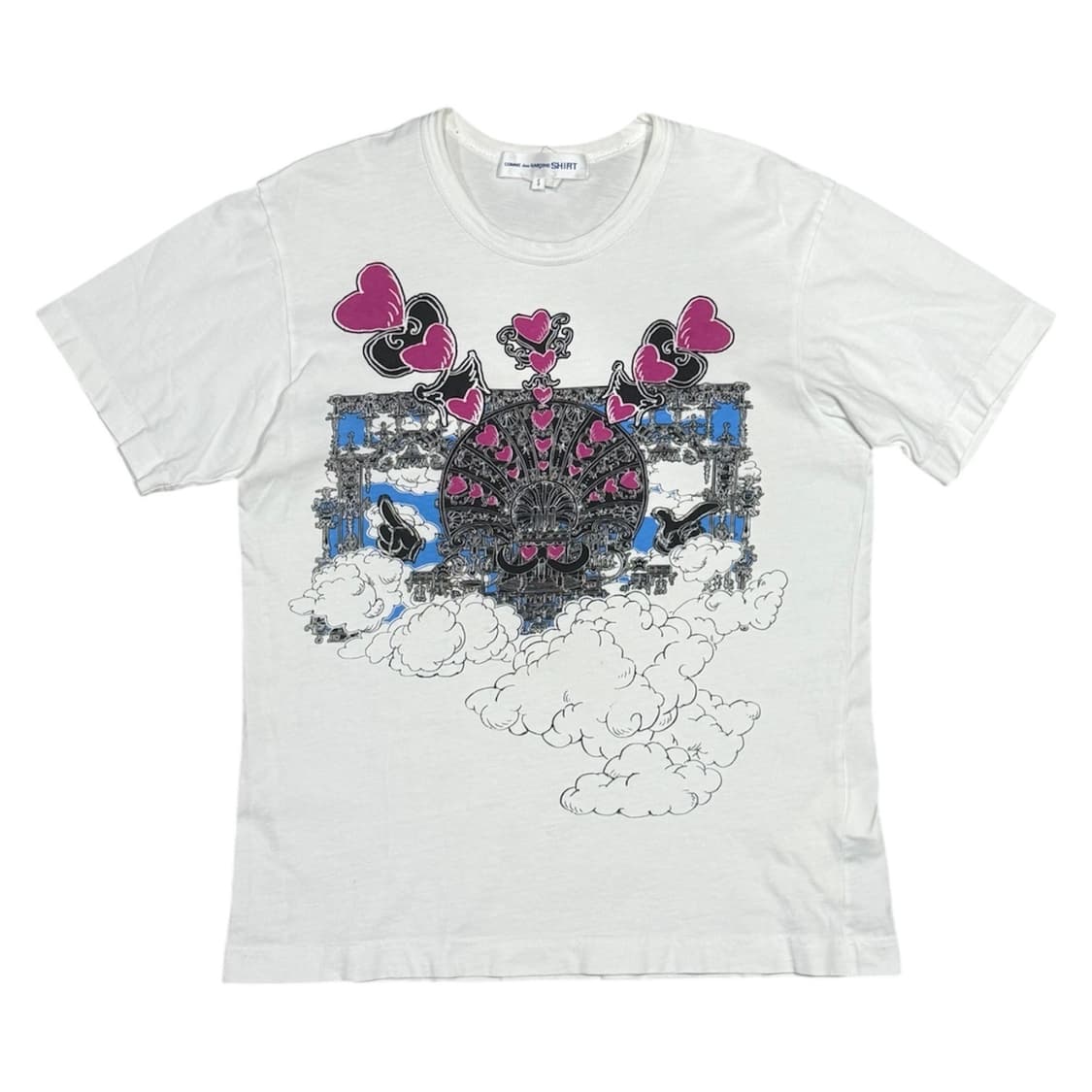 꼼데가르송 아카이브 구름 위 천상계 하트 융단 폭격 반팔 티셔츠 상품이미지1