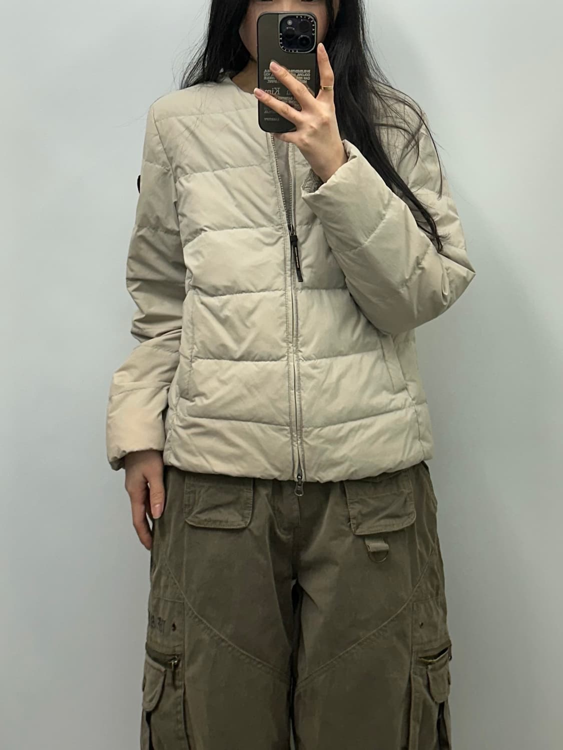 네셔널지오그래픽 와펜 베이지 경량 패딩 상품이미지1