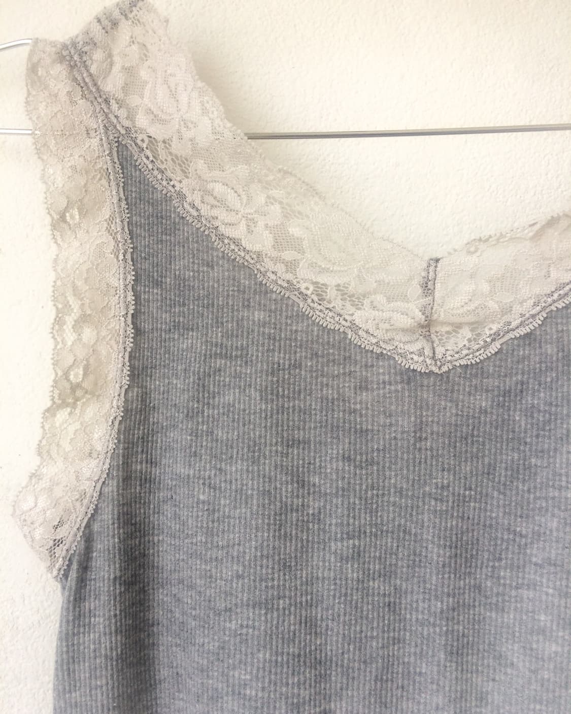 Lace trimming ribbed sleeveless 상품이미지4