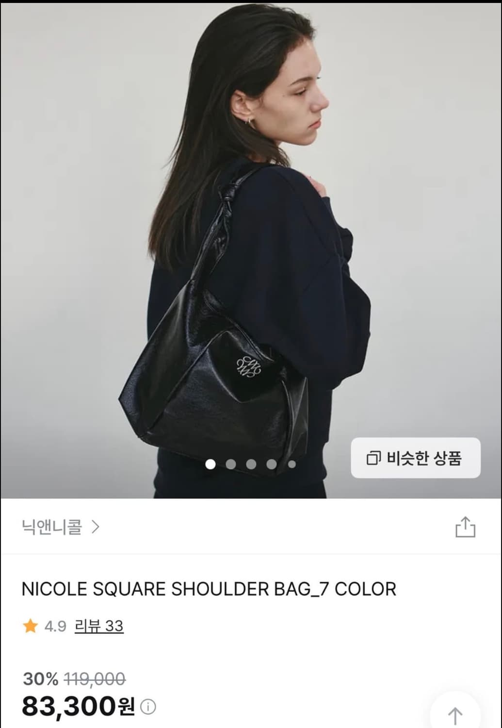 닉앤니콜 블랙 백 새상품 택O 상품이미지2