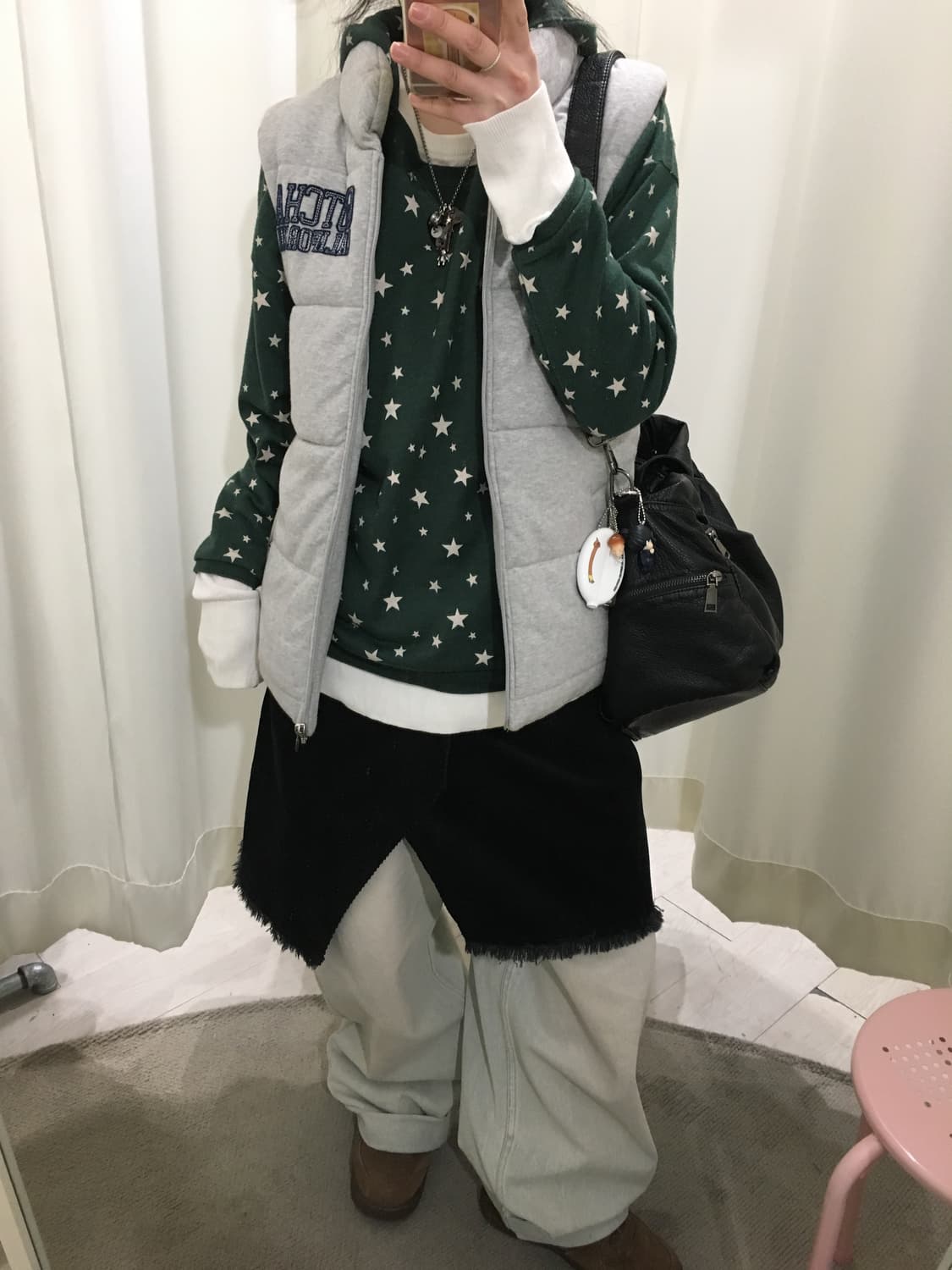 모리 하구미 레이어드 별 패턴 후드티 상품이미지6