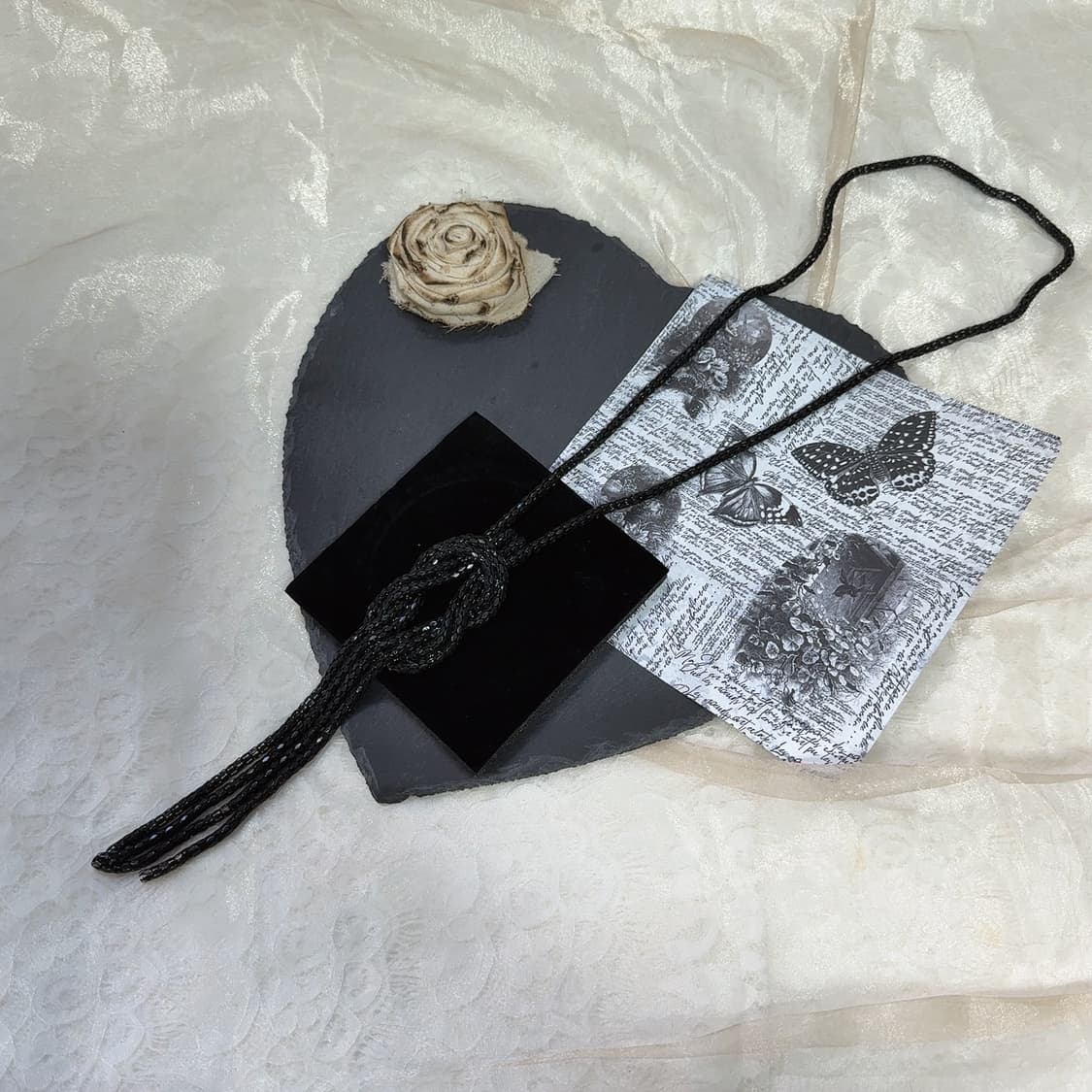 빈티지 고딕 로프 넥타이 태슬 목걸이 상품이미지2