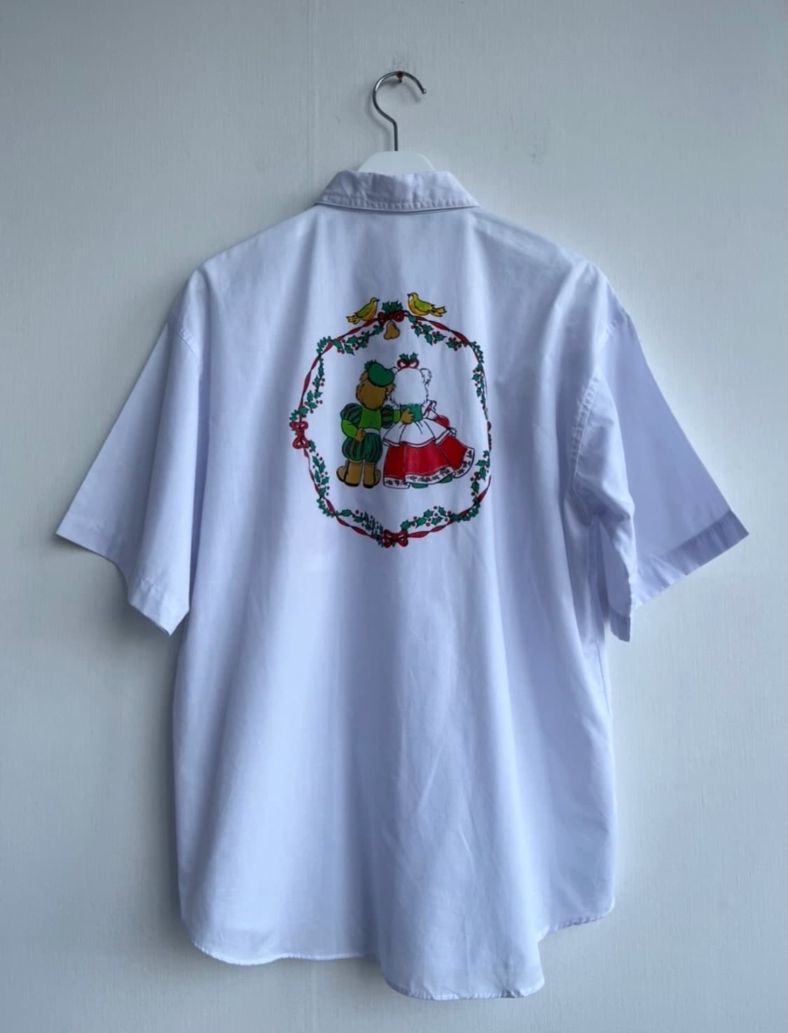 크리스마스 베어 프린팅 오버핏 반팔 셔츠 상품이미지4