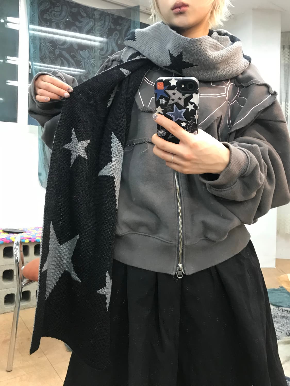 빈티지 별패턴 머플러 목도리 상품이미지2