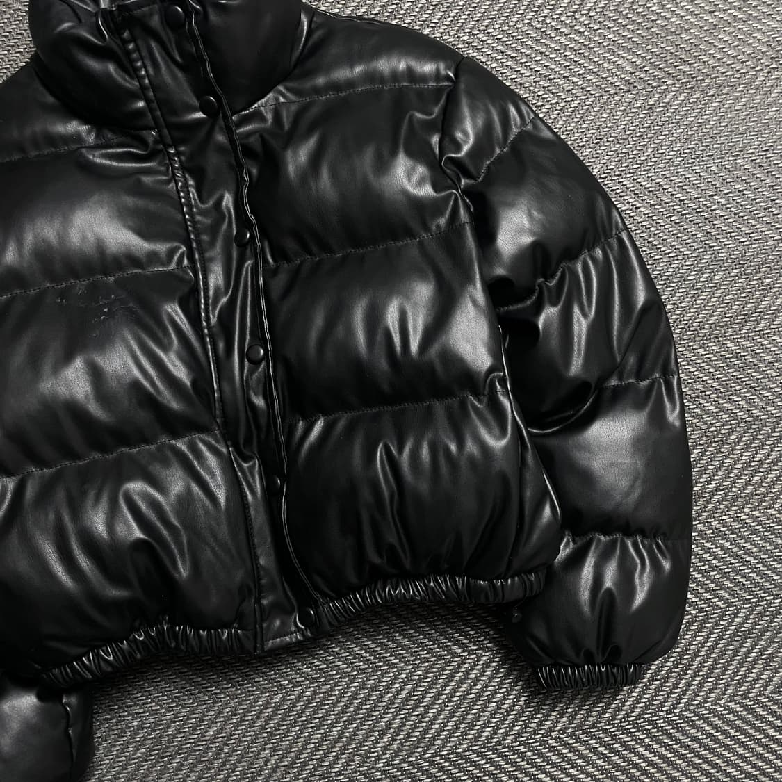 FANDY LOKAR 블랙 레더 크롭 숏패딩o 5245 상품이미지2