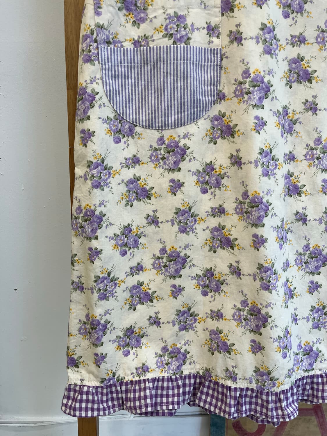 모리걸룩 무드 낭낭한 보라 잔꽃무늬 스트라이프 원피스 상품이미지4