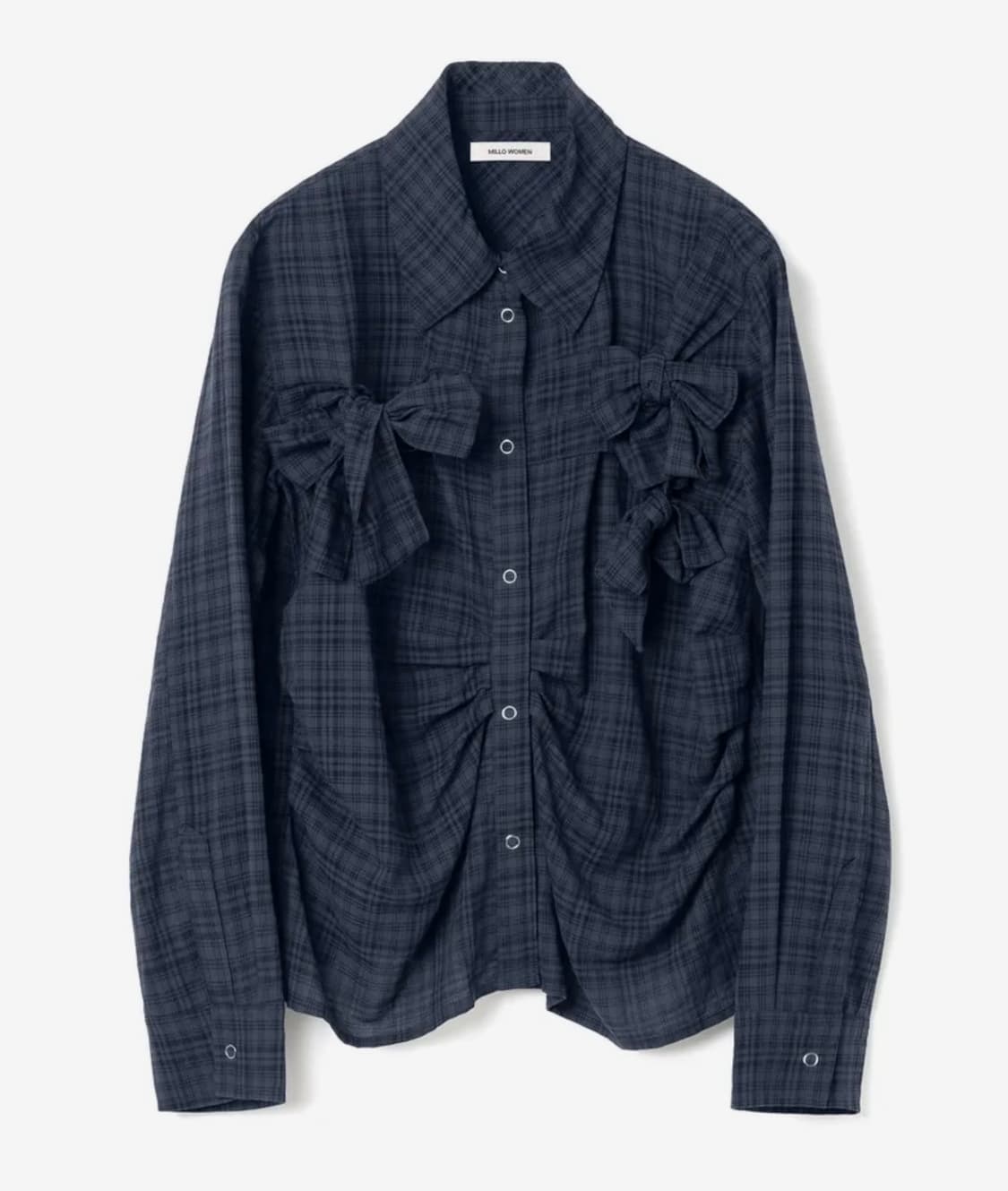 밀로우먼 리본 타이 셔츠 [네이비] 상품이미지1