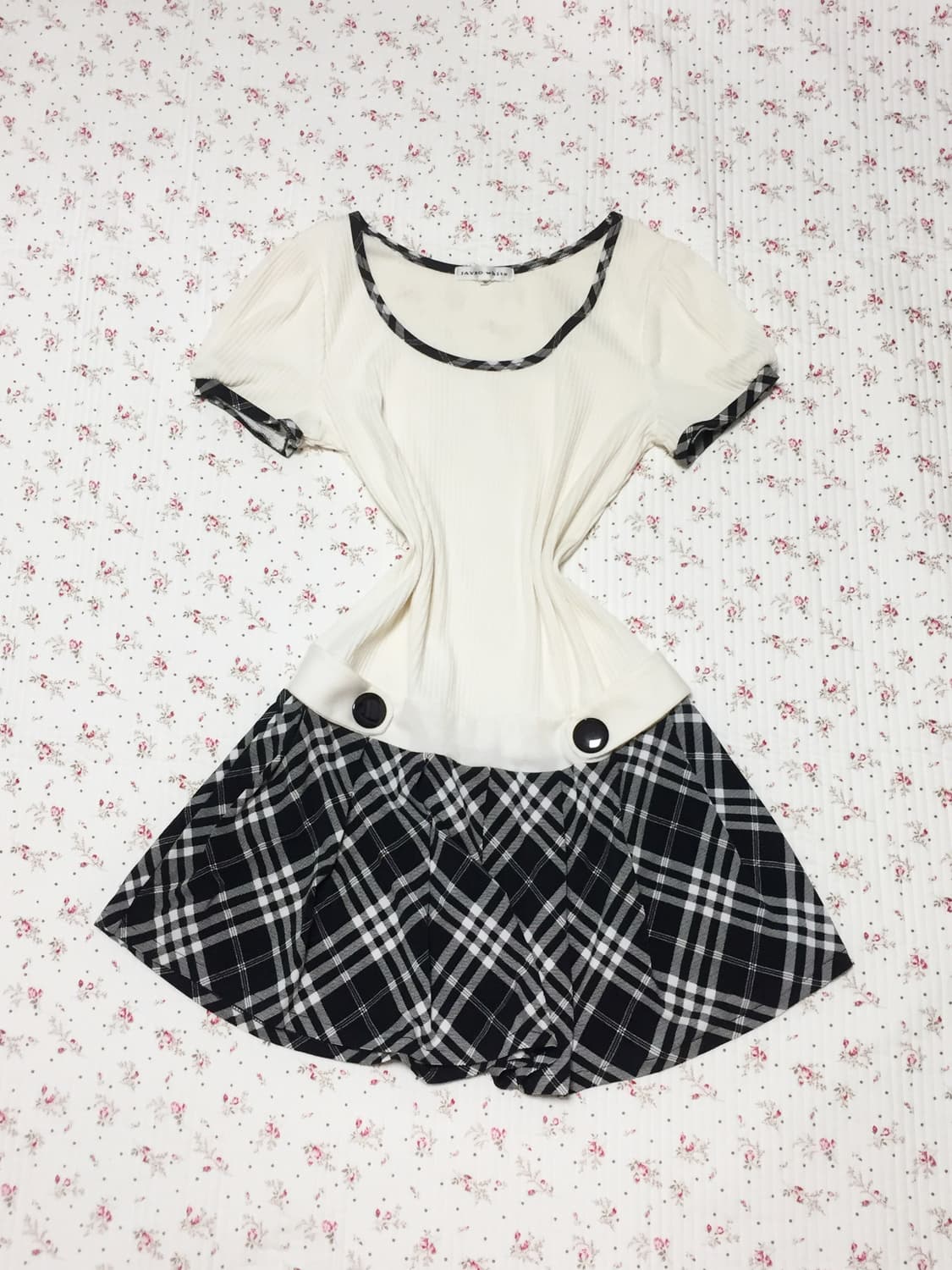 빈티지 갸루 블랙 체크 원피스 상품이미지2