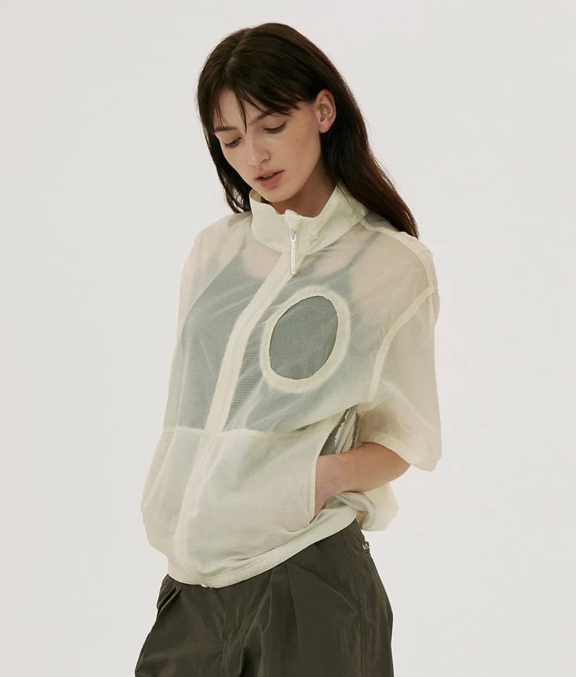 웰빙 익스프레스 Meshhole Nylon Zip Up Ivory 상품이미지3