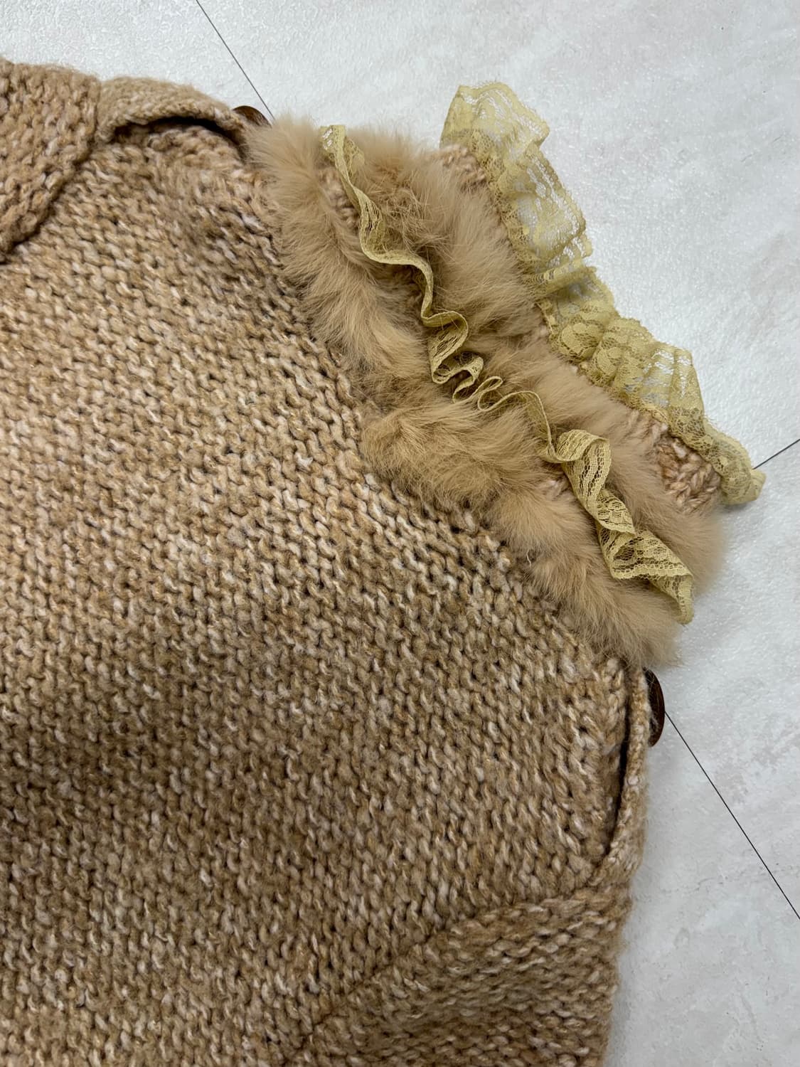 •빈티지 퍼 디테일 니트 롱 가디건 상품이미지8