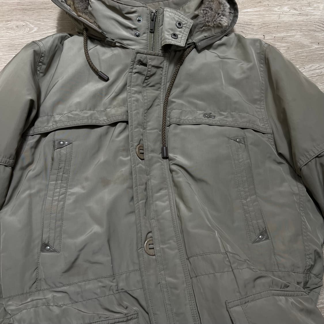 라코스테 덕다운 래빗퍼 후드 야상패딩 점퍼 [라이트 카키] XL/105 상품이미지7