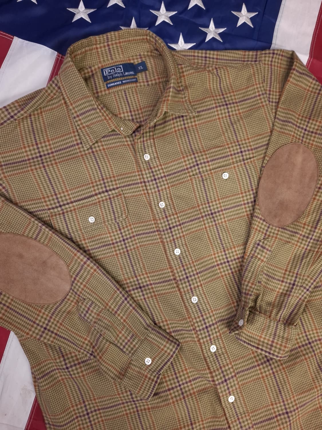 오리지날 폴로랄프로렌 스웨이드 엘보우 글렌 체크 셔츠 상품이미지4