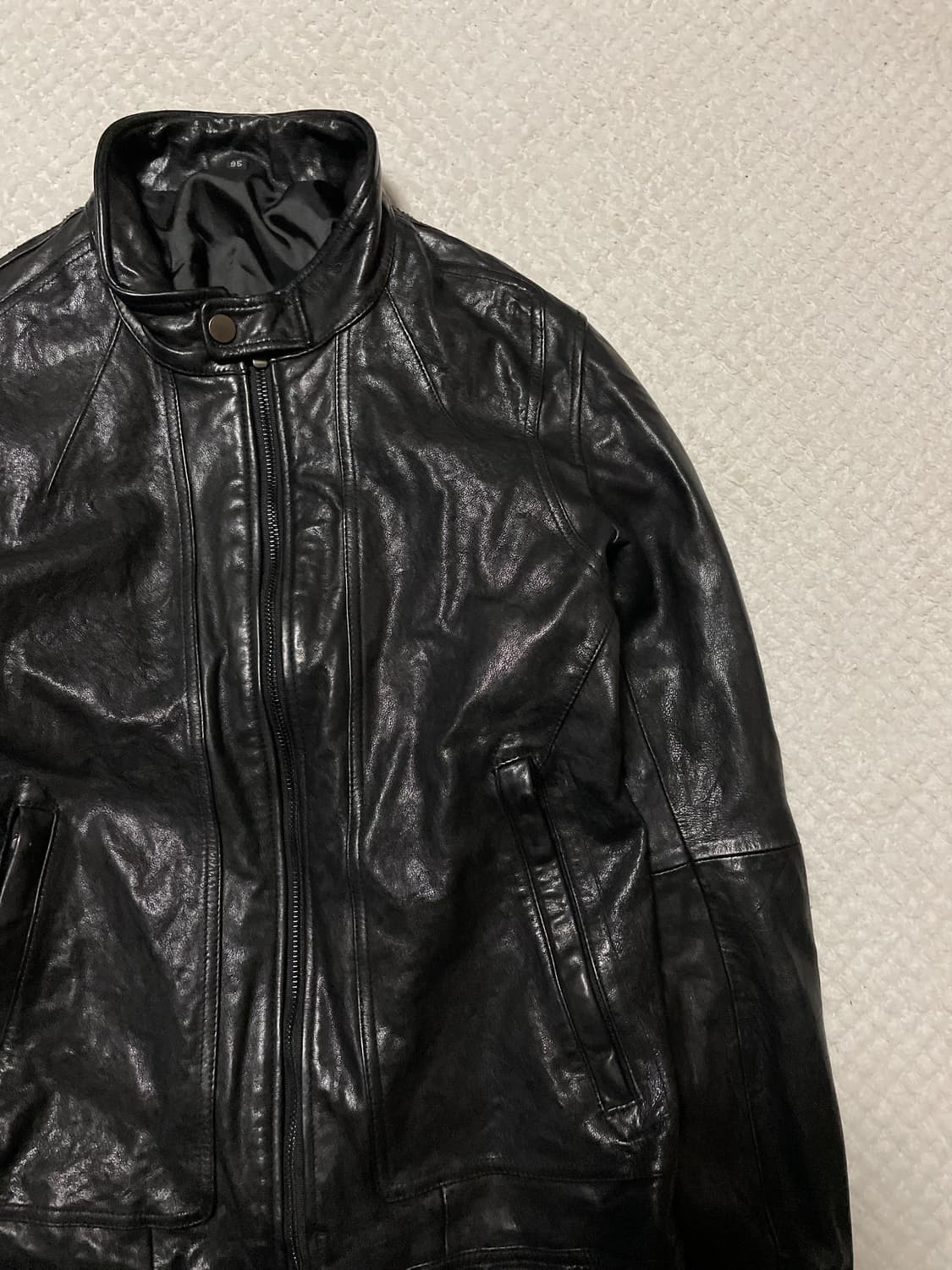 광희시장 웨스턴 무드 램스킨 양가죽 절개 레더 자켓 상품이미지3