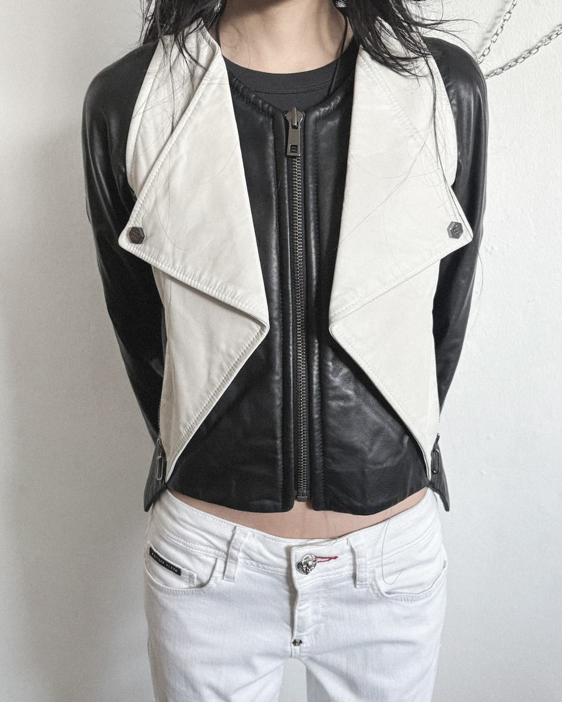 필립플레인 오피움 백패널 램스킨 라이더자켓 상품이미지3