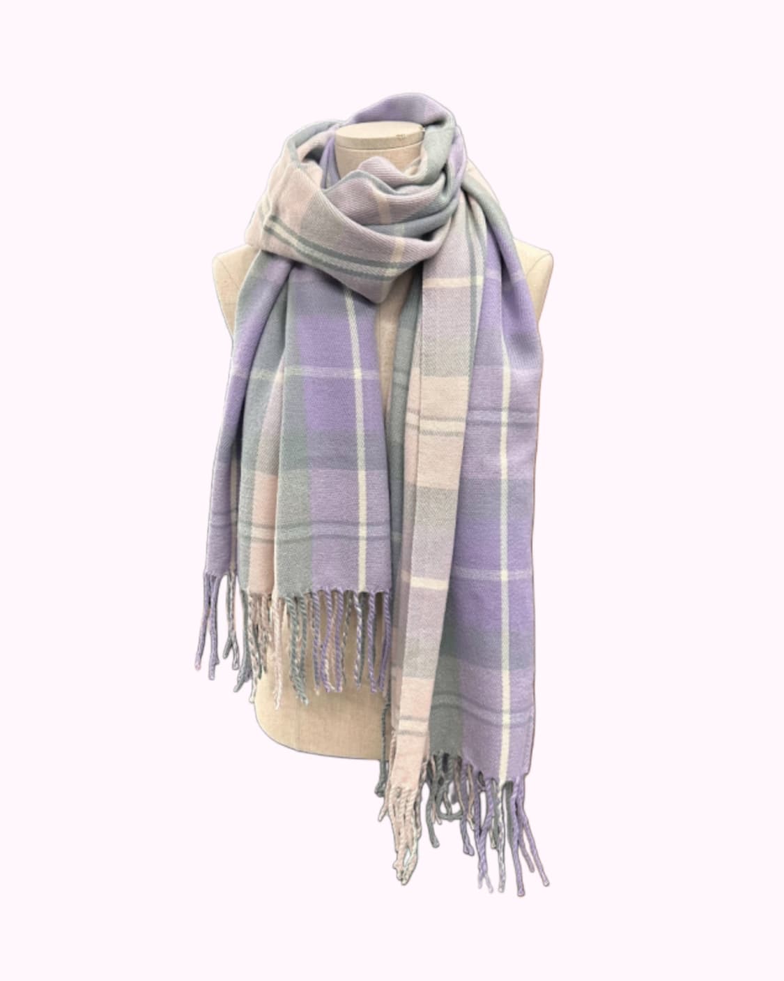 pastel pink violet check muffler 상품이미지2