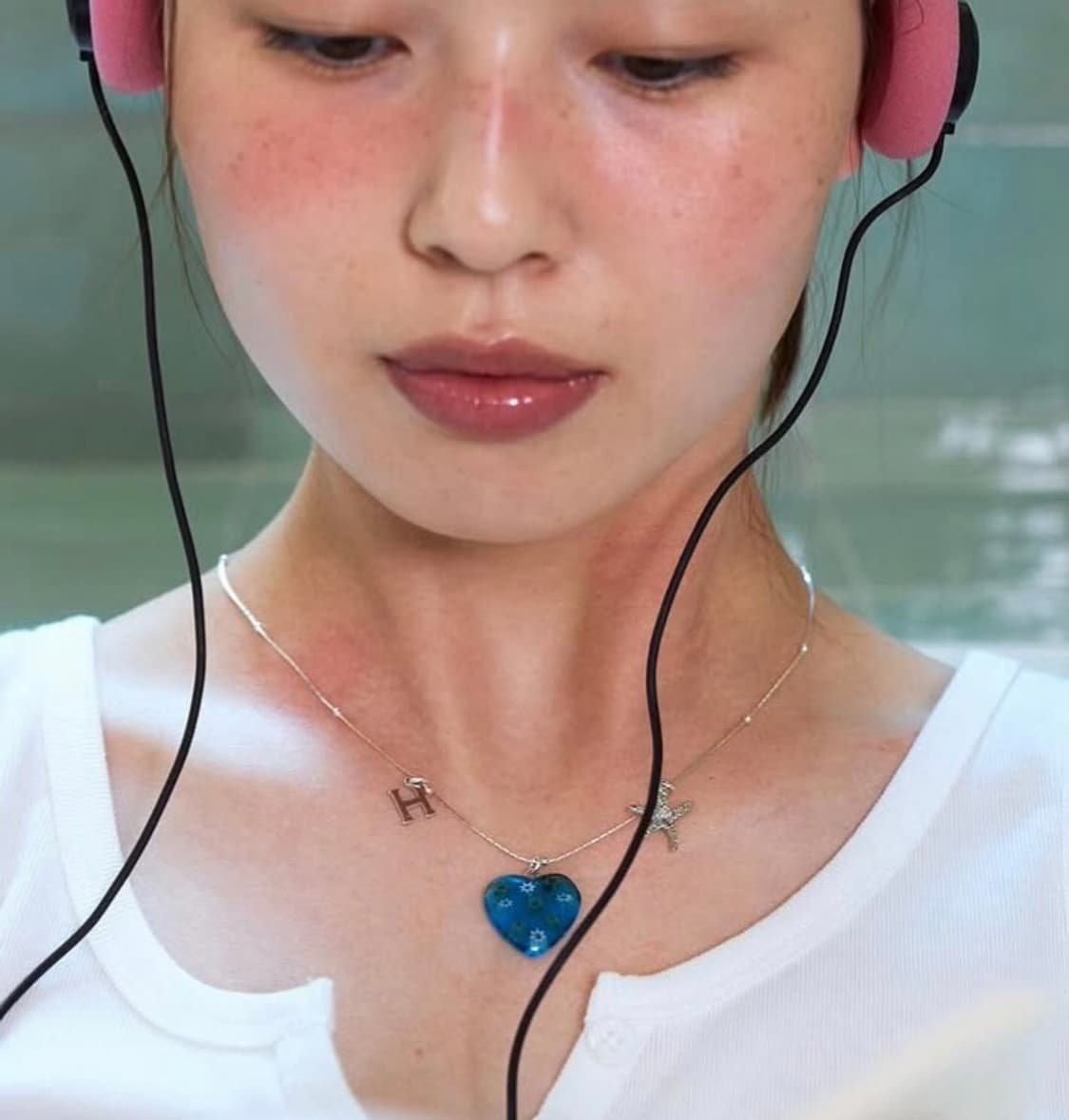 guitbol 귓볼 체코유리펜던트 실버925 목걸이 상품이미지1