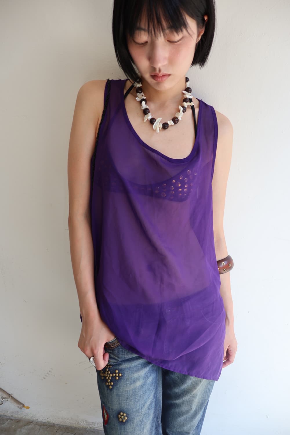 purple sheer layered dress 상품이미지5