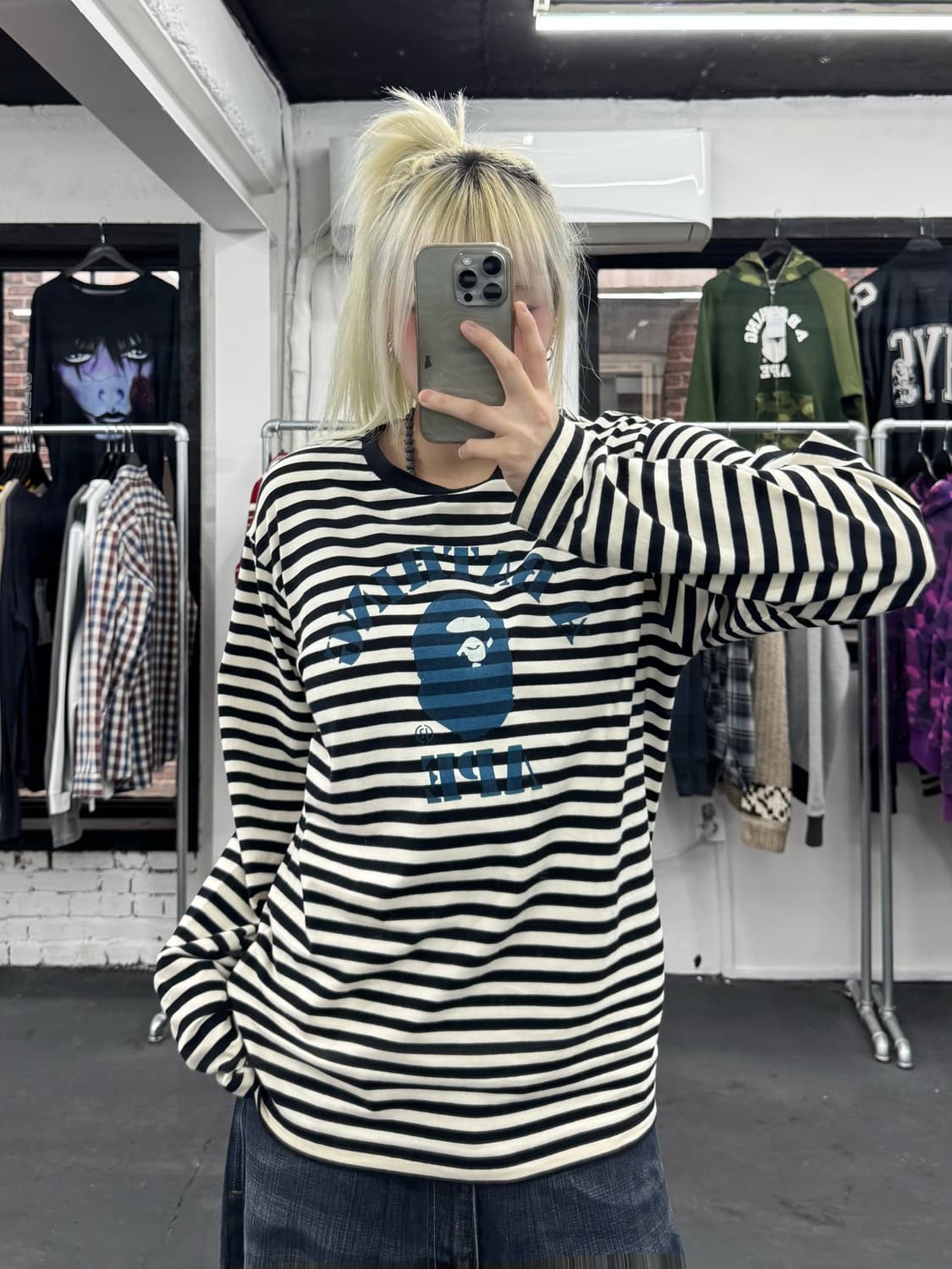 베이프 스트라이프 컬리지 롱슬리브 상품이미지2