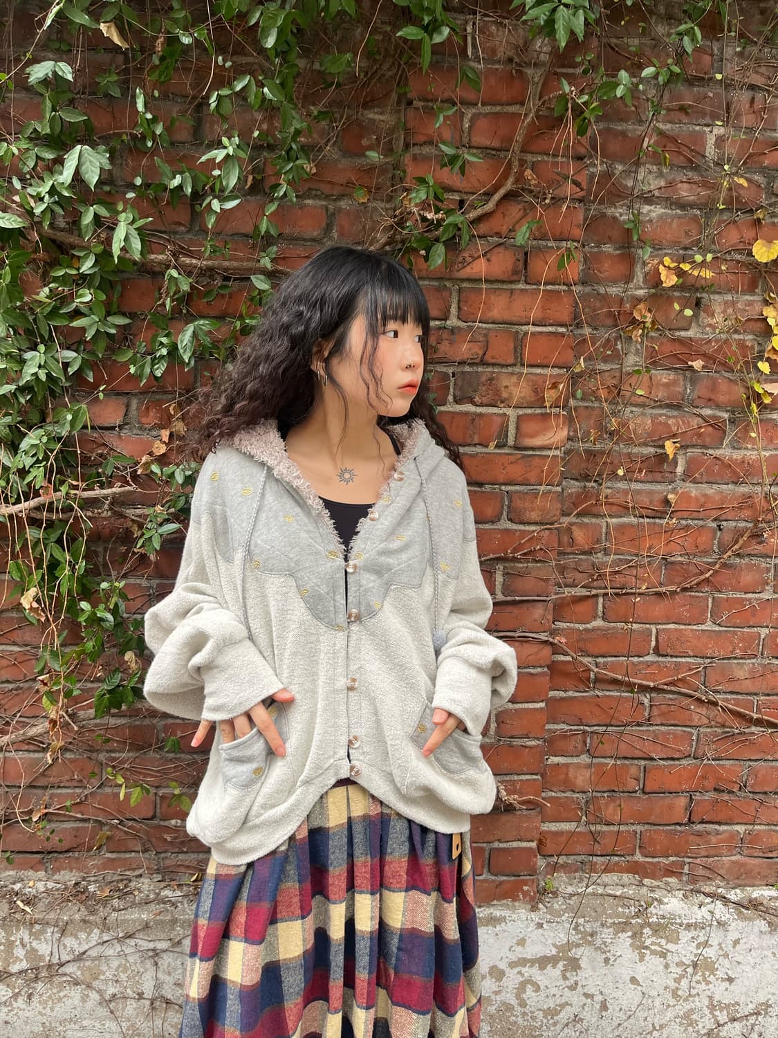 가오리핏 그레이 후드 아우터 상품이미지3