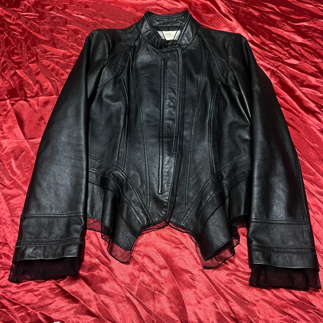 코르셋 아일렛 리본 양가죽 레이스 자켓 상품이미지3