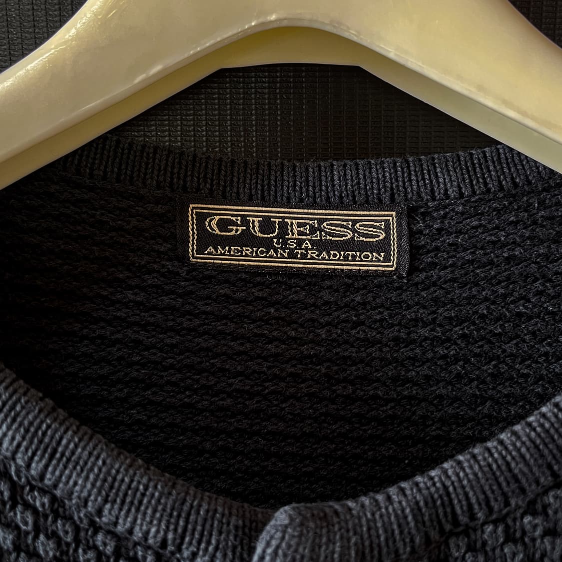90s 두산 Guess 올드 게스 와플 니트 헨리넥 상품이미지6