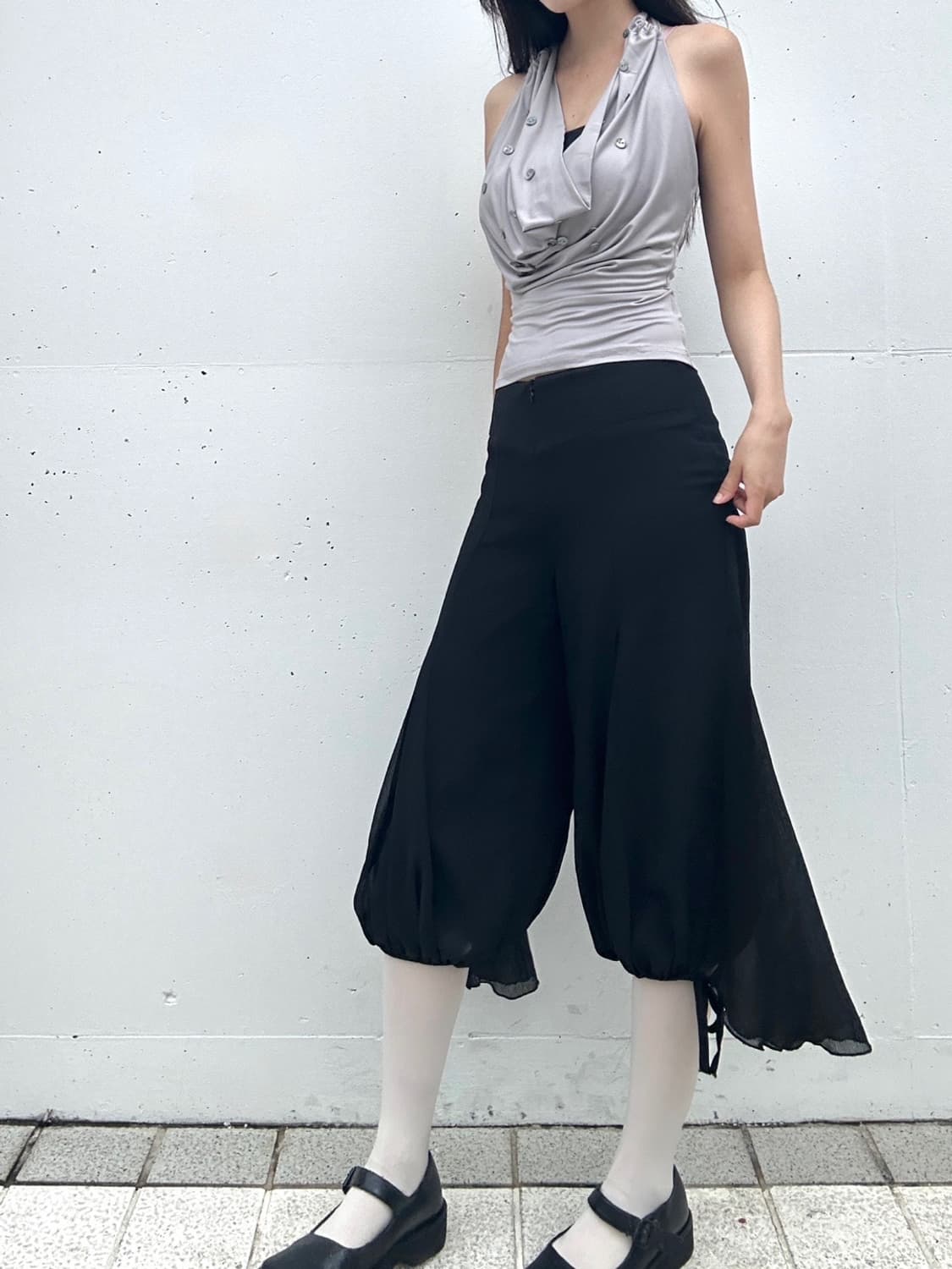 Button multi halter sleeveless / grey 상품이미지3