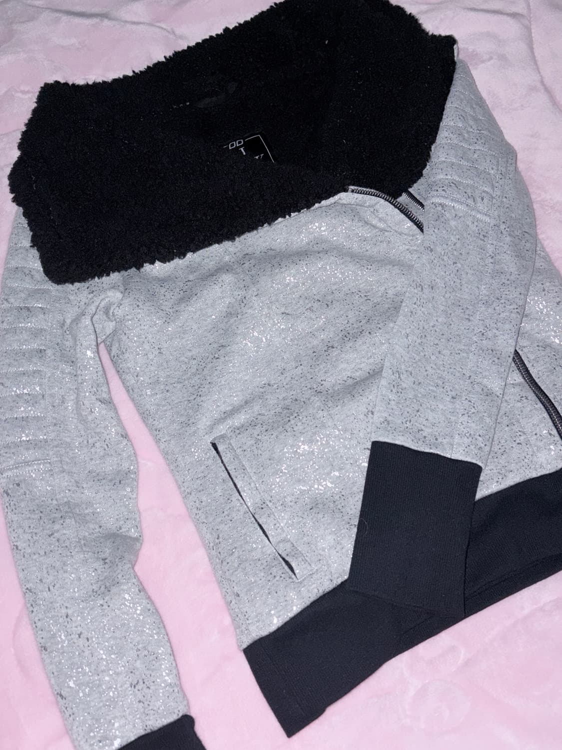 y2k 갸루깔 블랙 퍼 하이넥 집업 상품이미지5