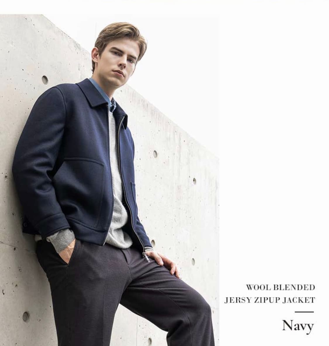 인터메조 울저지 집업 점퍼 블루종 점퍼 자켓 네이비 100 상품이미지3