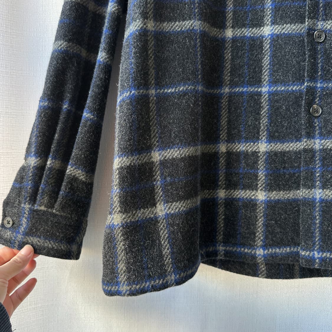 90s 빈티지 폴로 랄프로렌 헤비웨이트 울 체크 셔츠 차콜 105 상품이미지3