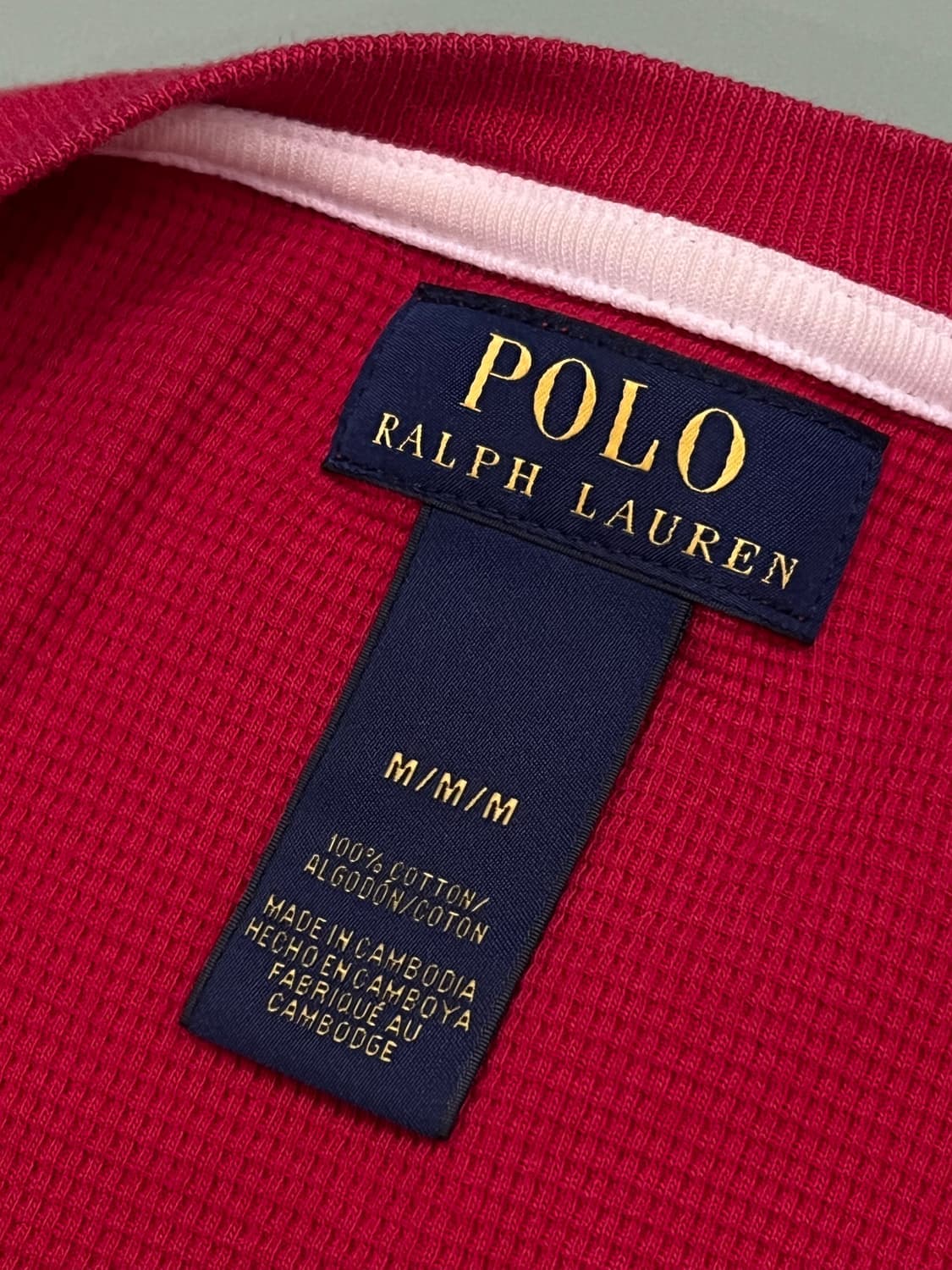 (M) 폴로 랄프로렌 라운드 와플 긴팔 티 레드 상품이미지4