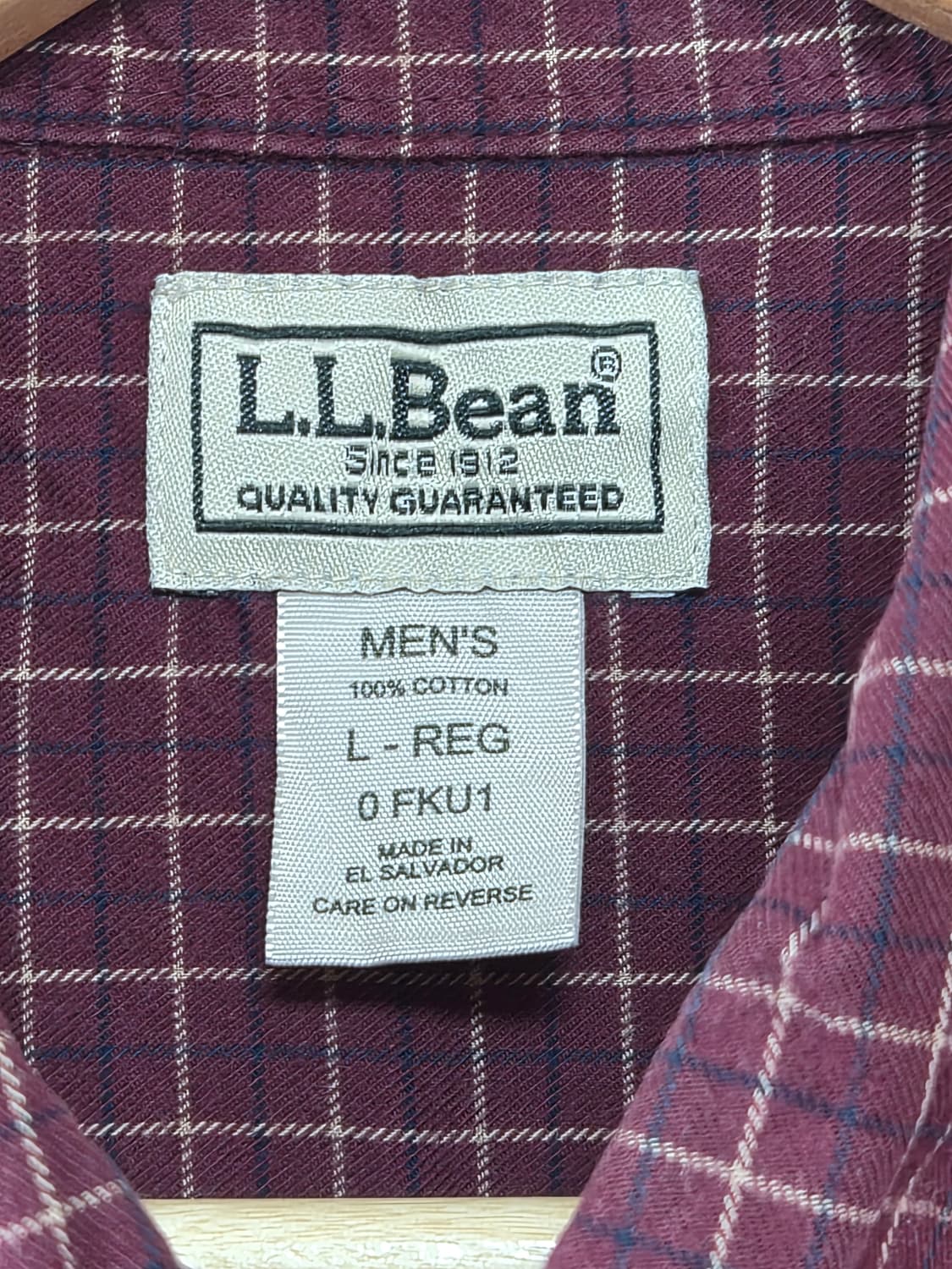 엘엘빈LLBean 와인 원포켓 체크 셔츠 L - S438 상품이미지4