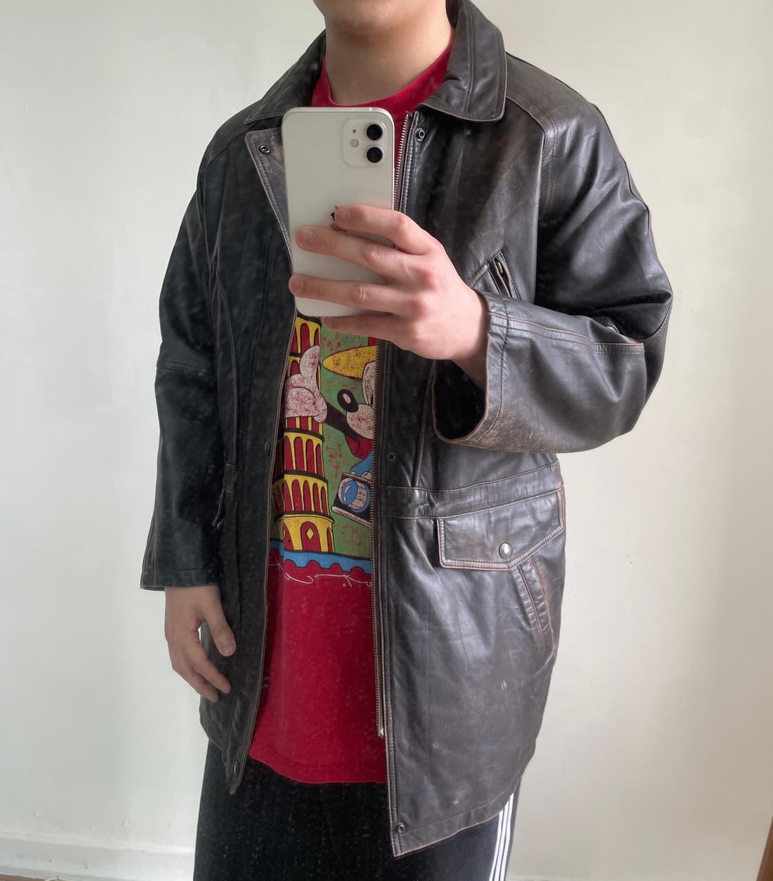 빈티지 양가죽 브라운 에이징 카 코트 상품이미지1