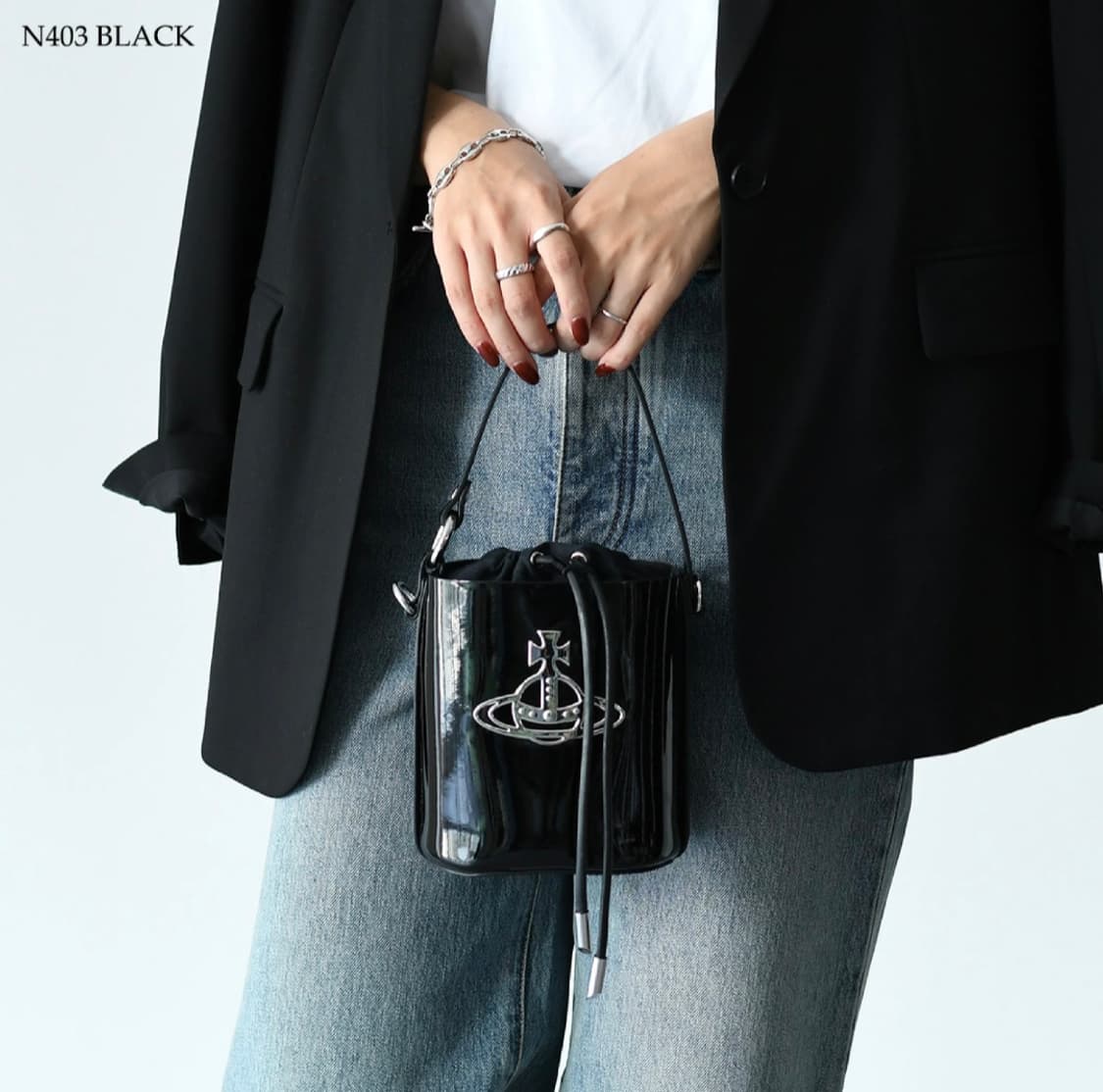 (새상품)비비안 웨스트우드 샤이니 페이턴트 미니백 블랙 상품이미지2