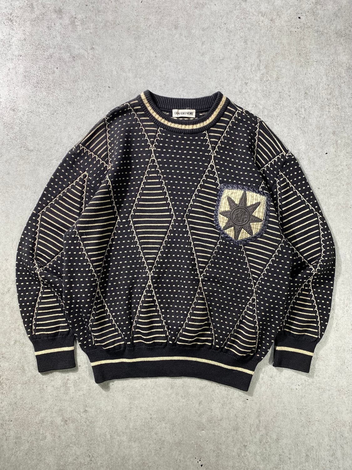 [L] 90s GRANSIGNORE 메이드 인 재팬 에스닉 울 니트 상품이미지1