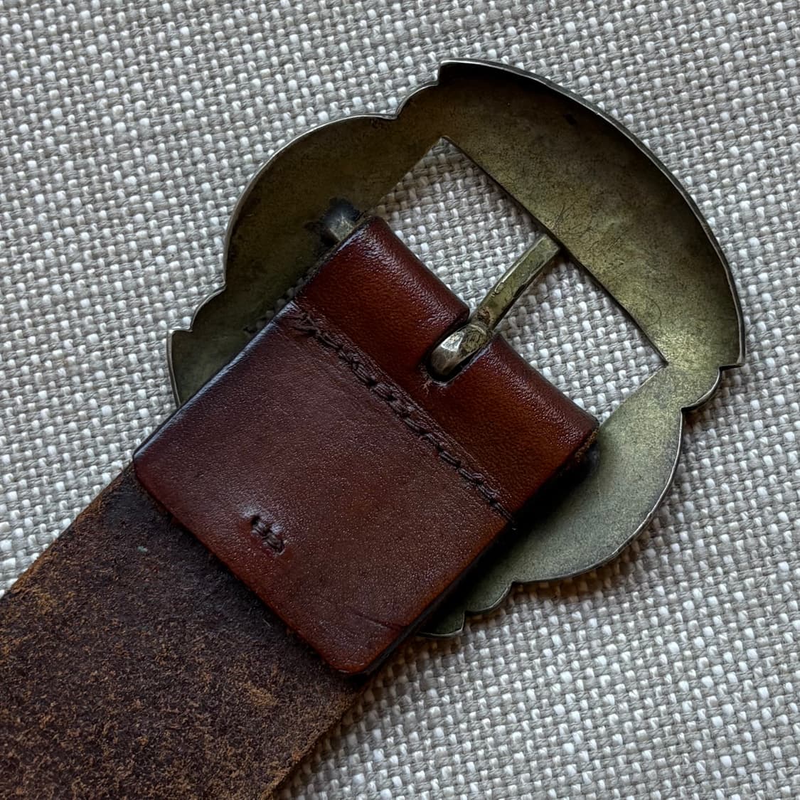 (39)90s 폴로 랄프로렌 핸드 카빙 레더 N A 브론즈 버클 벨트 상품이미지8