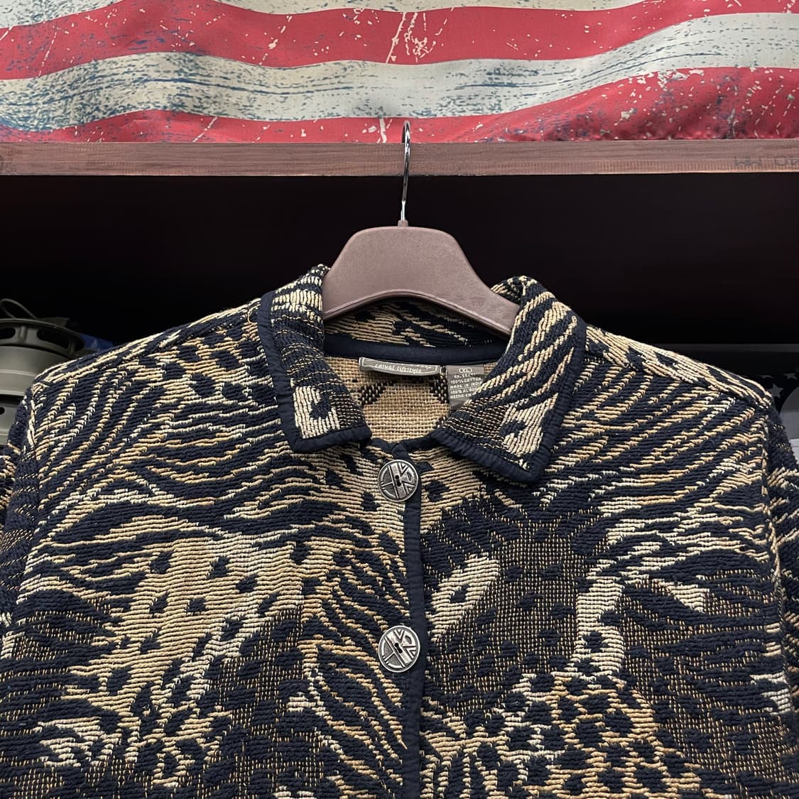 90s Jane Ashley 태피스트리 레오파드 애니멀 패턴 자켓 상품이미지3