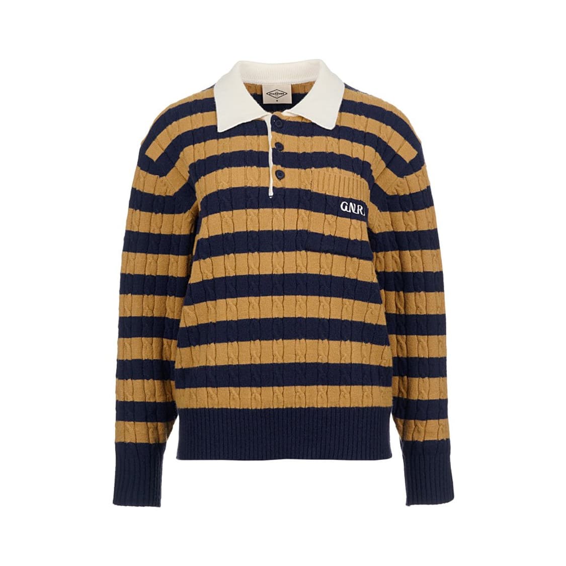 제너럴아이디어 케이블 럭비 카라 니트 네이비 상품이미지1