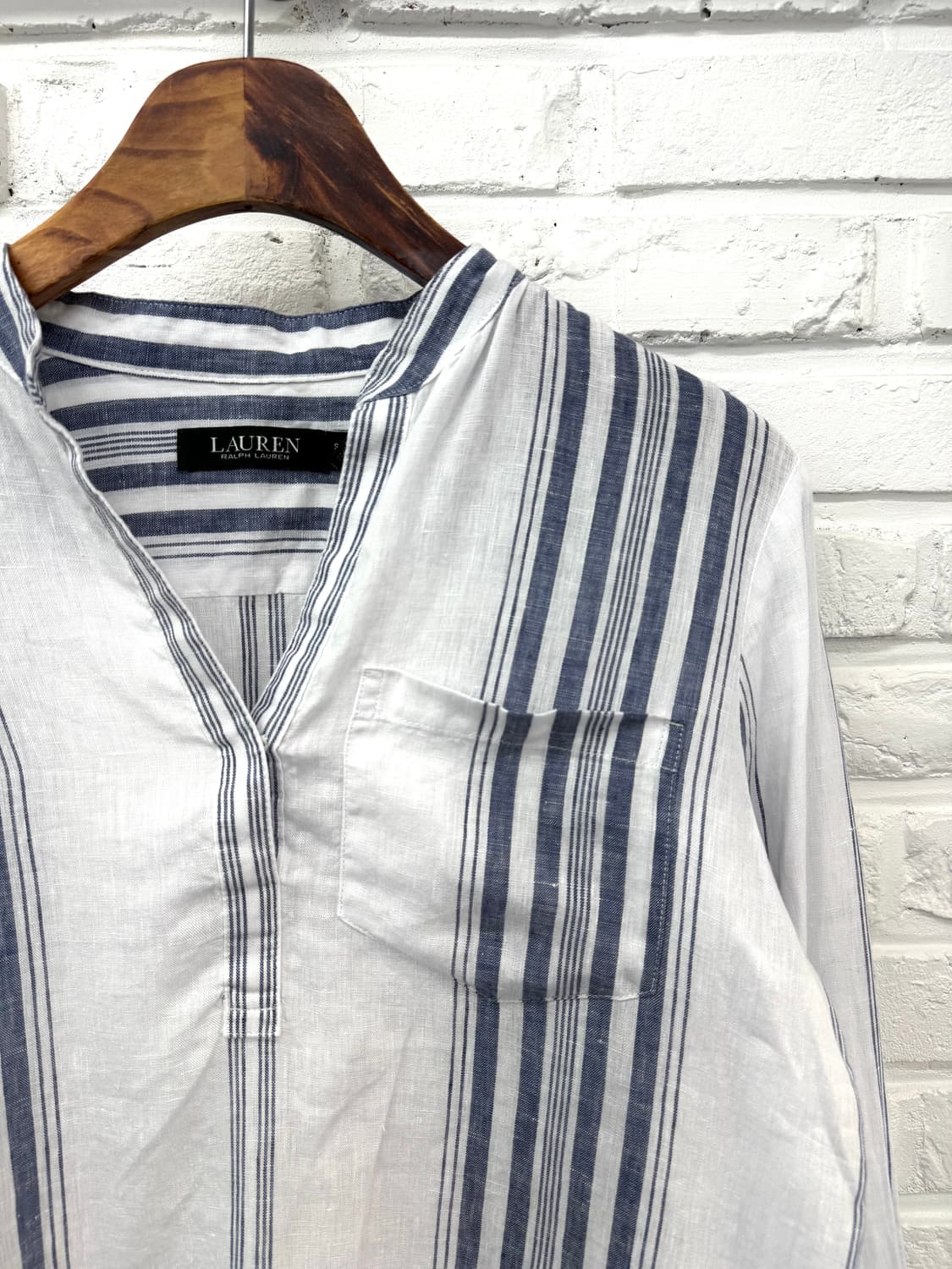 로렌랄프로렌 블루화이트 스트라이프 린넨 셔츠 상품이미지4