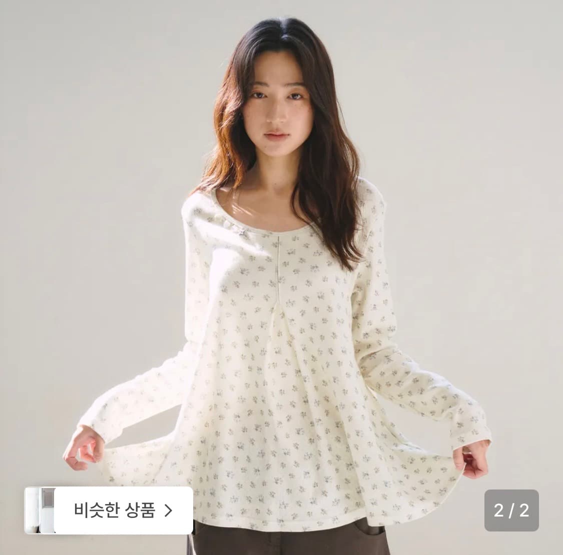 오피쉬 Floral Tuck Longsleeve Cream 상품이미지1