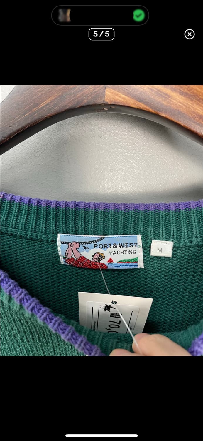 빈티지 풀오버 아가일 골프 그린 니트 A3261 상품이미지5