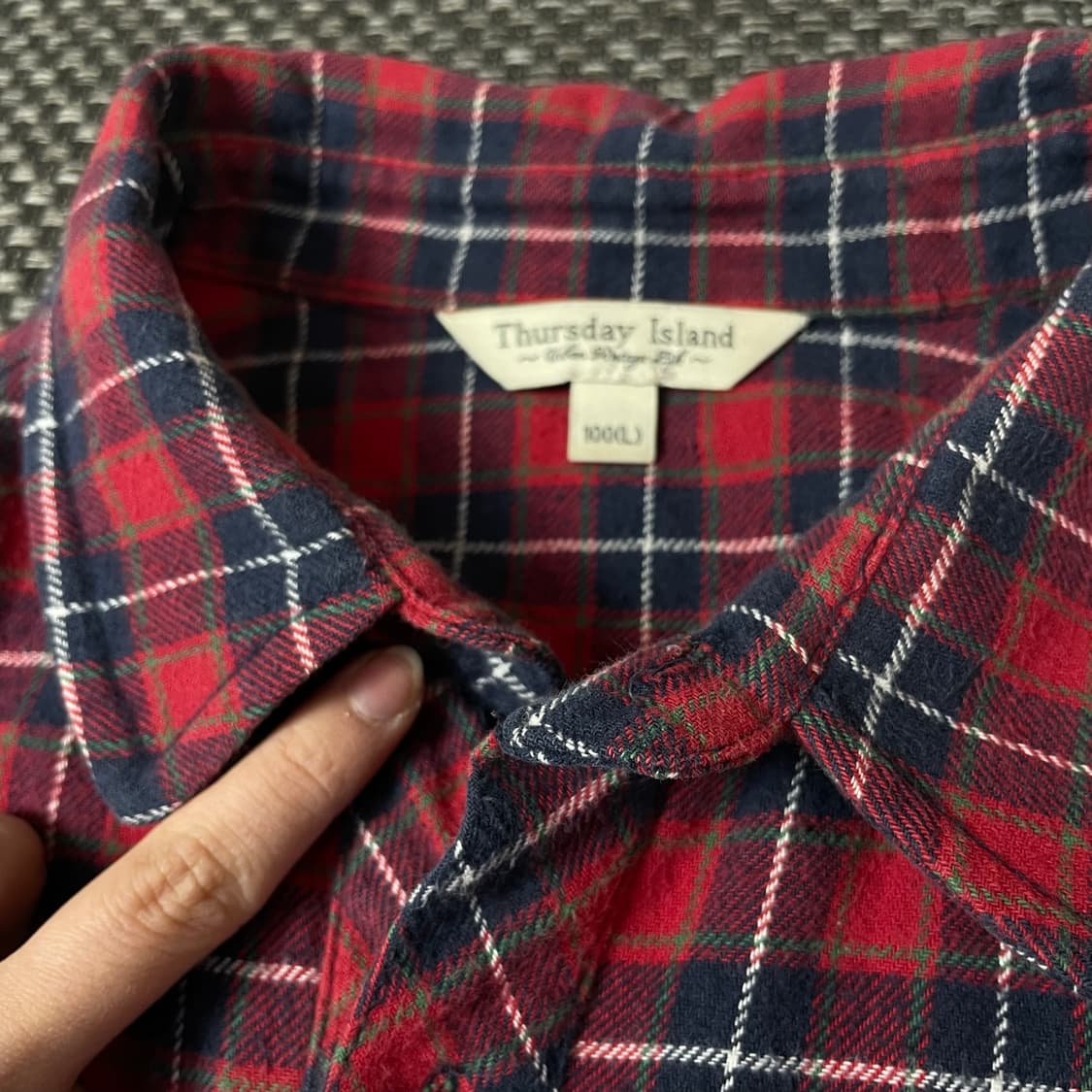써스데이아일랜드 레드 블루 체크 투포켓 긴팔 셔츠 100 상품이미지5
