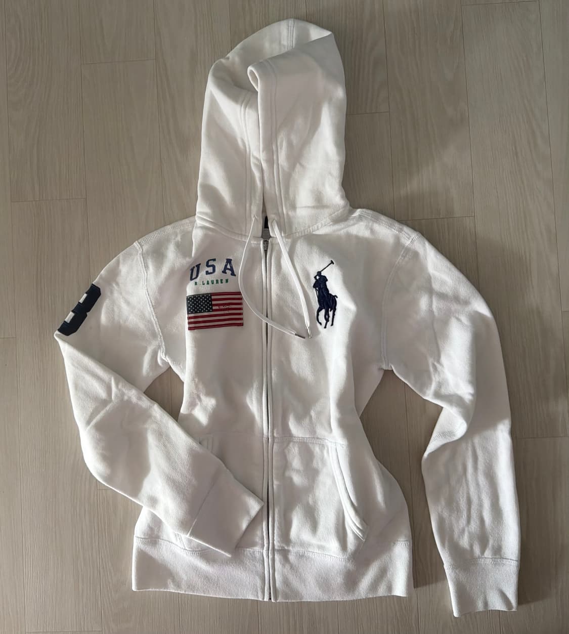 대장 폴로 랄프로렌 빅포니 성조기 USA 화이트 희귀 후드집업 상품이미지3