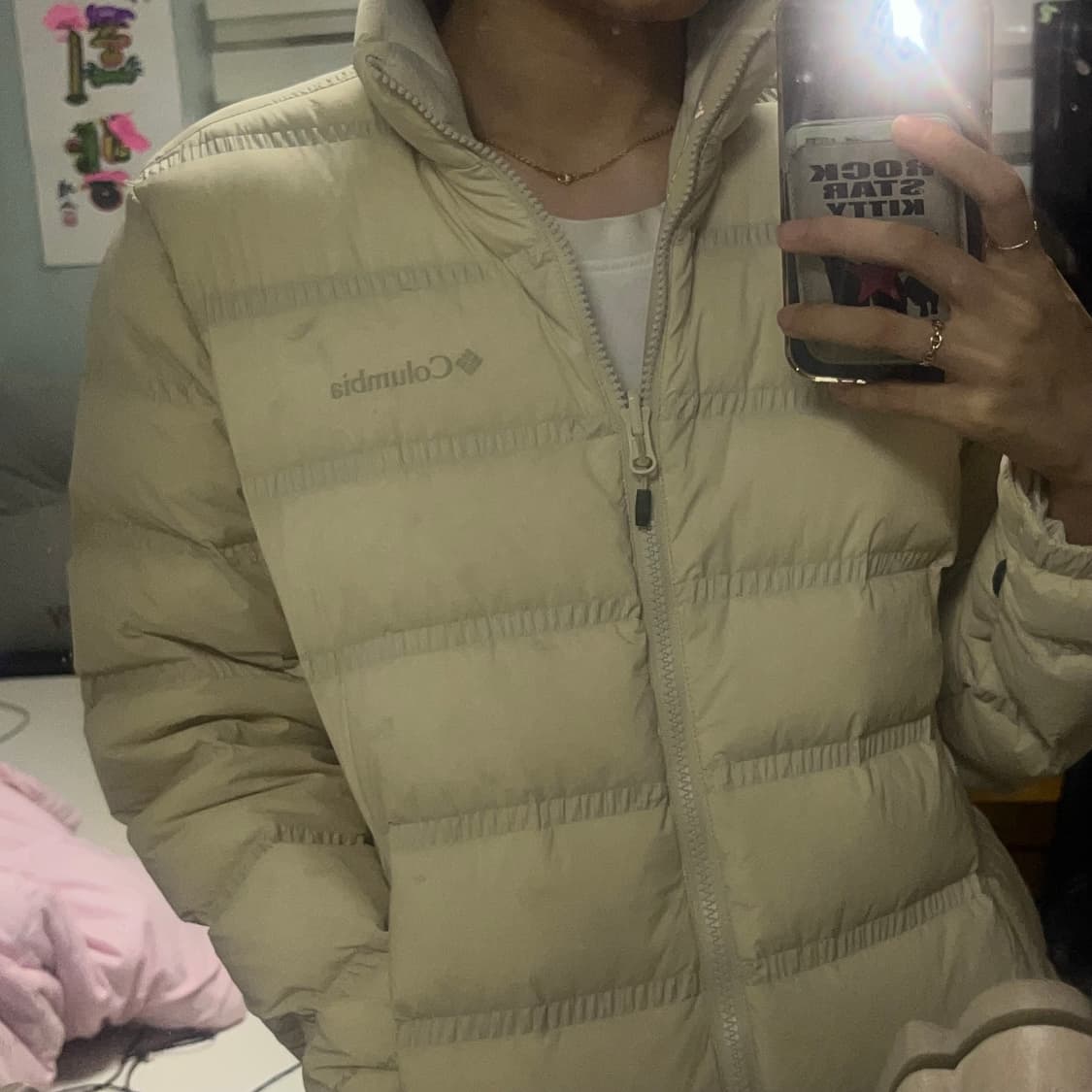 콜롬비아 경량패딩 베이지M 상품이미지6