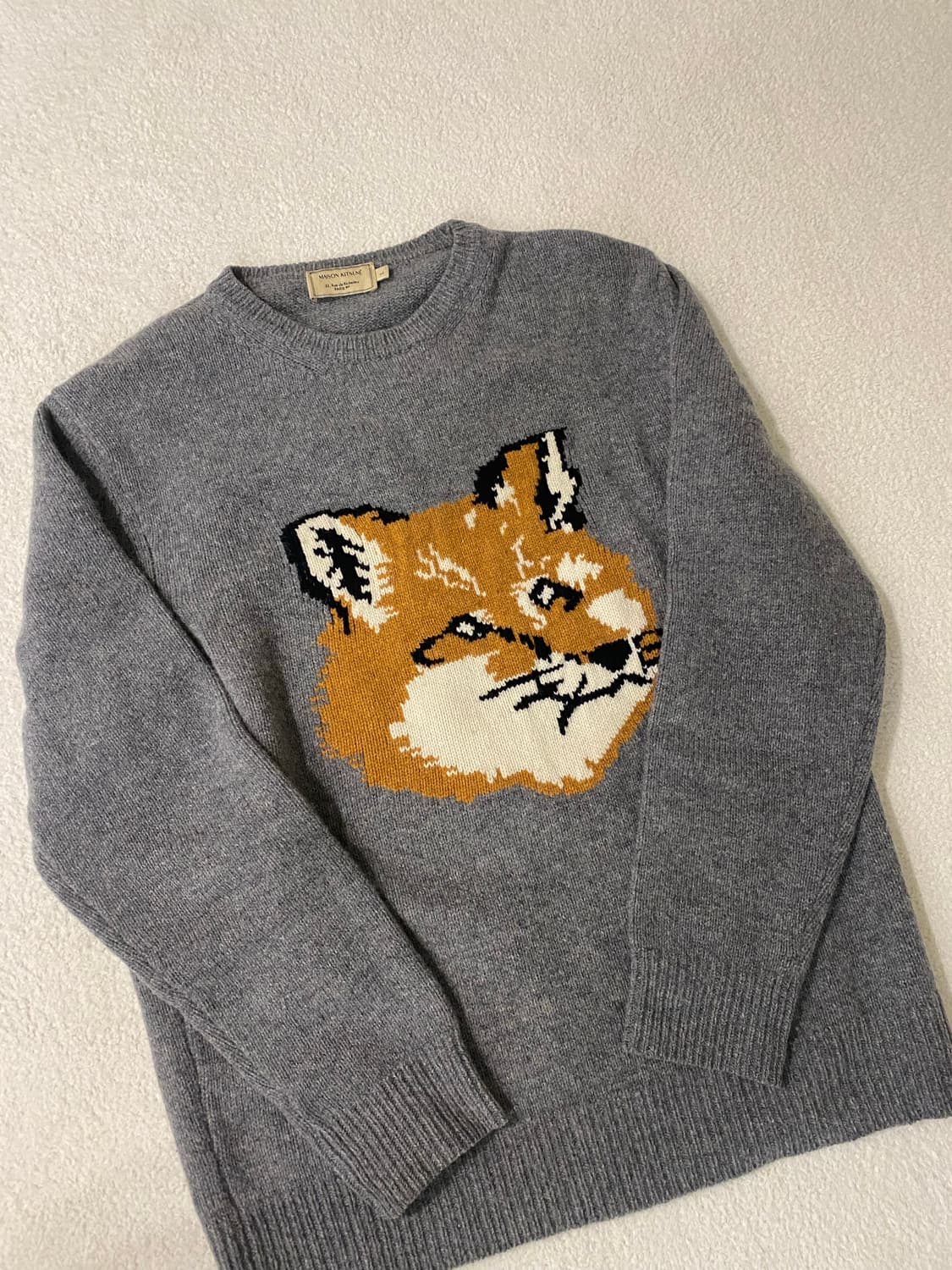 메종키츠네 폭스헤드 니트 그레이 L 상품이미지1