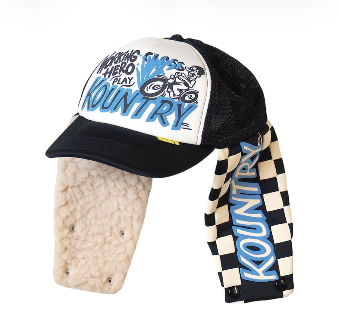 [OS] 캐피탈 컨트리 레이서 럼버 트럭 캡 체커드 블루 상품이미지7