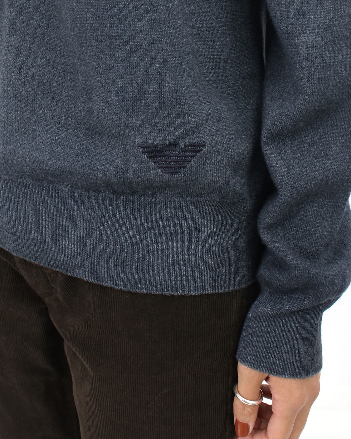 엠포리오 아르마니 ARMANI 빈티지 브이넥 네이비 블루 울 니트 상품이미지2