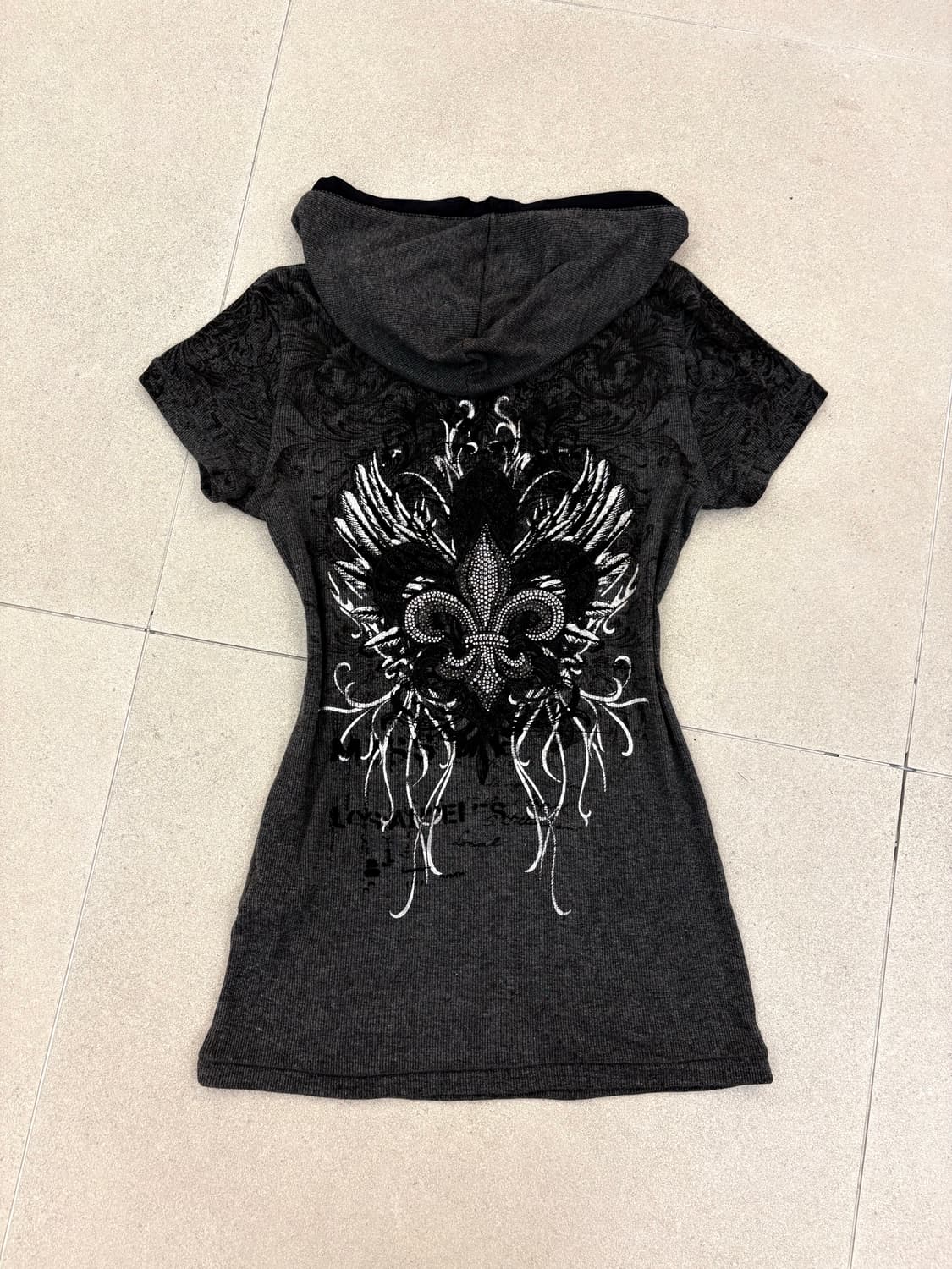 차콜 큐빅 프린팅 후디 상품이미지1