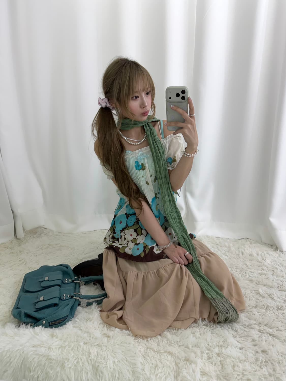 청록 블루 하구미 모리걸 패턴 컬러칩 코디세트 상품이미지4