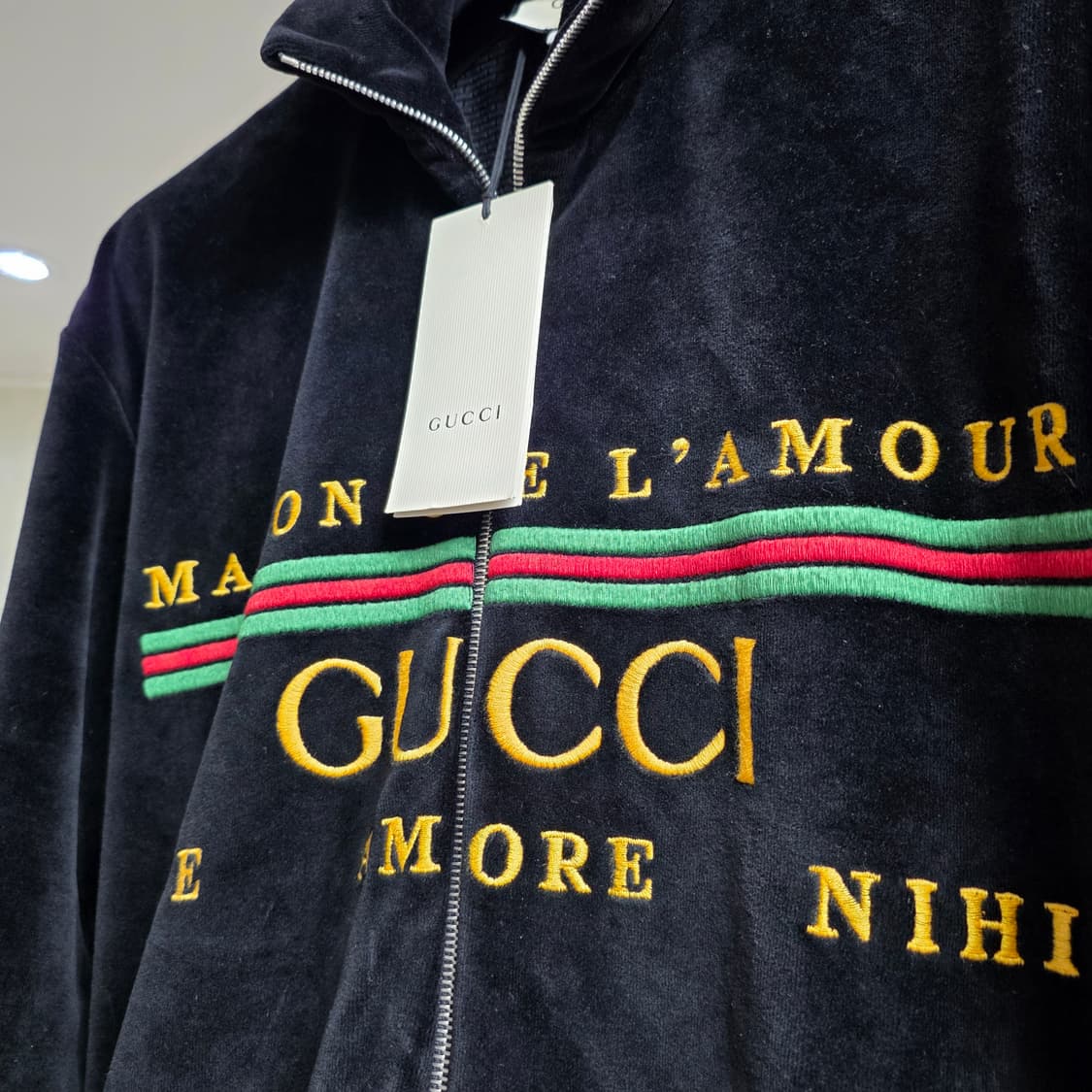 {클로젯}[S][실측L][백화점 풀셋]구찌 띠로고 벨벳 후리스 상품이미지2